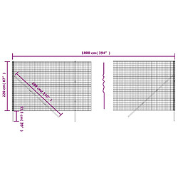 Acheter vidaXL Clôture en treillis métallique anthracite 2,2x10 m