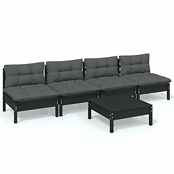 Maison Chic Salon de jardin 5 pcs + coussins - Mobilier/Meubles de jardin - Table et chaises d'extérieur anthracite Bois de pin -MN46969