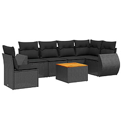 Maison Chic Salon de jardin 7 pcs avec coussins | Ensemble de Table et chaises | Mobilier d'Extérieur noir résine tressée -GKD98797