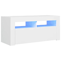 Maison Chic Meubles TV avec lumières LED - Banc TV pour salon blanc 90x35x40 cm -MN10725