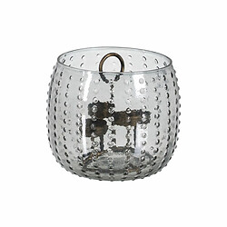 BigBuy Home Bougeoir Gris Métal Verre 18 x 18 x 16 cm