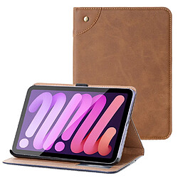 Etui en PU style rétro avec support marron clair pour votre Apple iPad mini (2021)