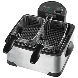 Avis Friteuse double capacité de 4 L, acier inoxydable, 2 petits paniers et 1 grand, 2000, Noir/Argent, Clatronic, FR 3195