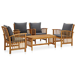 Maison Chic Salon de jardin 5 pcs + coussins - Mobilier/Meubles de jardin - Table et chaises d'extérieur Bois d'acacia solide -MN20001