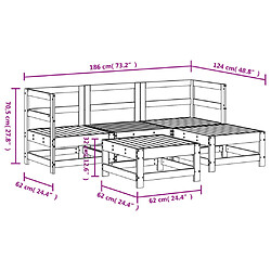 vidaXL Salon de jardin 5 pcs blanc bois massif de pin pas cher