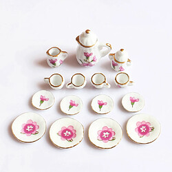 15 Pièces 1/12 Dollhouse Miniature Tulip Dining Ware Set De Tasses à Thé En Porcelaine