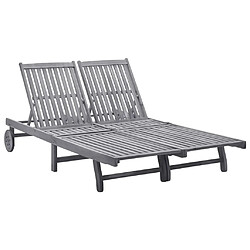 Maison Chic Chaise longue, Transat, Bain de Soleil 2 places bois d'acacia massif