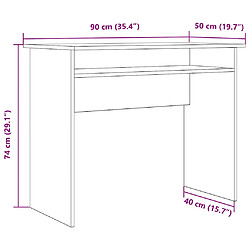 vidaXL Bureau chêne artisanal 90x50x74 cm bois d'ingénierie pas cher