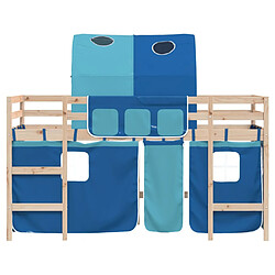 Acheter Vidaxl Lit mezzanine enfants avec tunnel bleu 90x190cm bois pin massif