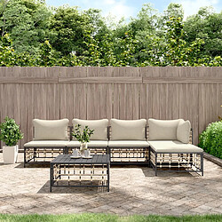 Maison Chic Salon de jardin 6 pcs + coussins - Mobilier/Meubles de jardin - Table et chaises d'extérieur anthracite résine tressée -MN48213