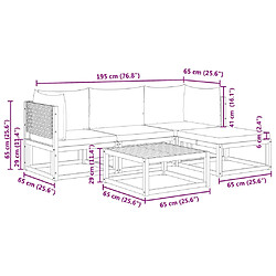 vidaXL Salon de jardin avec coussins 5 pcs Bois d'acacia solide pas cher