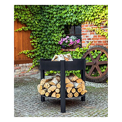 Farm-Mdlt Brasero de jardin SOLAFA XL avec range bois en acier