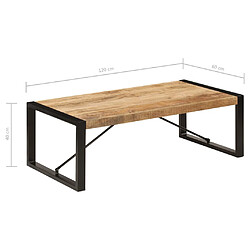 vidaXL Table basse 120x60x40 cm Bois de manguier solide pas cher