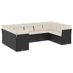 Maison Chic Salon de jardin 9 pcs avec coussins | Ensemble de Table et chaises | Mobilier d'Extérieur noir résine tressée -GKD60134