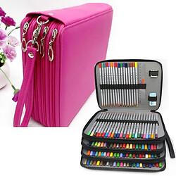 Wewoo Étui à crayons en cuir PU école 184 trous grande capacité couleur sac à boîte à multi-fonctionnelle Art Supplies cadeau Rose Rouge