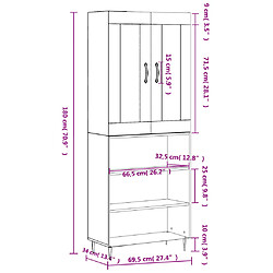 Acheter vidaXL Buffet haut Blanc brillant 69,5x34x180 cm Bois d'ingénierie