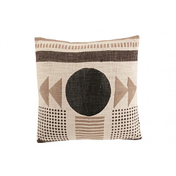 Dansmamaison Coussin Africain Graphique Rond Cotton Beige / Marron