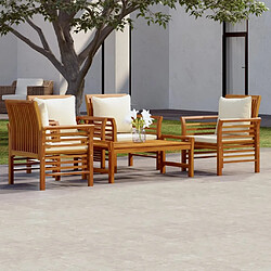 Maison Chic Salon de jardin 5 pcs + coussins - Mobilier/Meubles de jardin - Table et chaises d'extérieur Bois massif d'acacia -MN58772