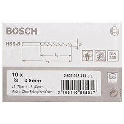 Bosch 2607018414 Foret à métaux laminé HSS-R DIN 338 Ø 3,8 mm 10 pièces