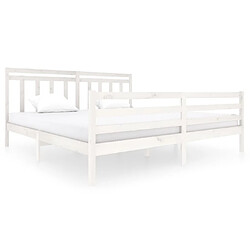 Maison Chic Lit adulte - Lit simple Cadre de lit,Structure du lit Contemporain Blanc Bois massif 200x200 cm -MN43753