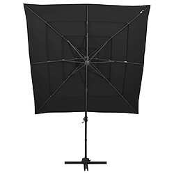 Helloshop26 Parasol mobilier de jardin à 4 niveaux avec mât en aluminium 250 x 250 cm noir 02_0008790