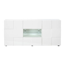 Vente-Unique Buffet CALISTO - LEDs - 2 portes & 2 tiroirs - Blanc laqué