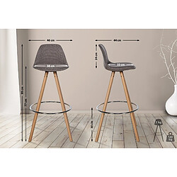 Avis Decoshop26 Tabouret de bar chaise haute x1 repose-pieds style scandinave en tissu taupe structure en bois clair rond 10_0004635