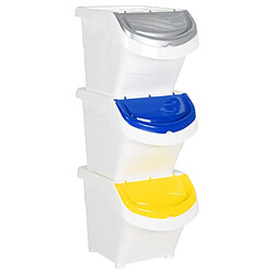 vidaXL Poubelles empilables avec couvercles 3 pcs blanc PP 78 L