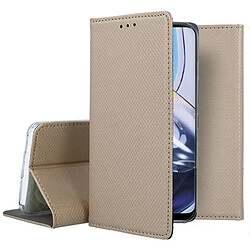 Htdmobiles Housse pour Motorola Moto E22 / E22i - etui coque pochette portefeuille + film ecran - OR MAGNET