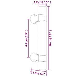 vidaXL Poignées d'armoire 10 pcs noir 64 mm acier inoxydable pas cher