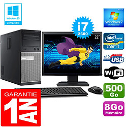 PC Tour DELL 7010 Core I7-2600 Ram 8Go Disque 500 Go Wifi W7 Ecran 22" - Occasion