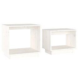 Maison Chic Lot de 2 Tables basses gigognes,Table Console Blanc Bois de pin massif -MN27969