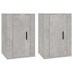 vidaXL Meubles TV muraux 2 pcs Gris béton 40x34,5x60 cm