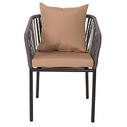 Mendler Set de 2 chaises de jardin HWC-N41, chaise d'extérieur avec accoudoirs, résistante aux intempéries aluminium corde tressée ~ anthracite Coussin taupe pas cher