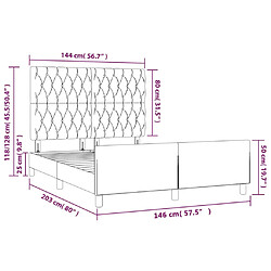 vidaXL Cadre de lit sans matelas marron foncé 140x200 cm tissu pas cher