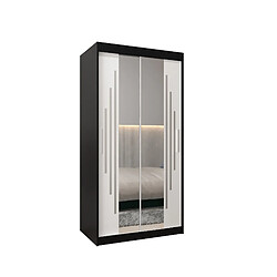 Abiks Meble Armoire YORK 1 À Portes Coulissantes 200/100/62 2 Portes (Noir/Blanc)