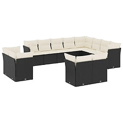 Maison Chic Salon de jardin 12 pcs avec coussins | Ensemble de Table et chaises | Mobilier d'Extérieur noir résine tressée -GKD91058