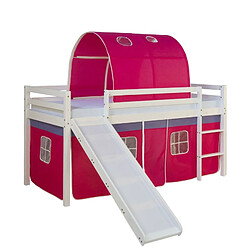 Homestyle4U Lit toboggan - avec rideaux et tunnel rose