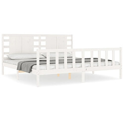 Maison Chic Lit adulte - Cadre Structure de lit avec tête de lit Contemporain blanc 200x200 cm bois massif -MN64991