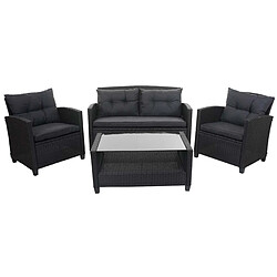 Decoshop26 Salon de jardin en polyrotin terasse balcon canapé fauteuils coussins et table basse anthracite 04_0005632