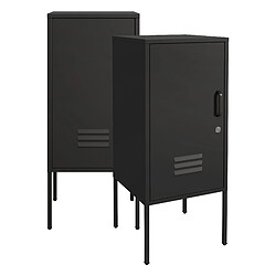 Helloshop26 Lot de 2 Table de chevet acier 82 x 35 x 35 cm noir 03_0008692