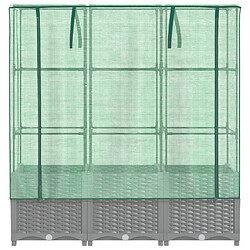 Avis vidaXL Jardinière surélevée avec housse aspect rotin 120x40x138 cm