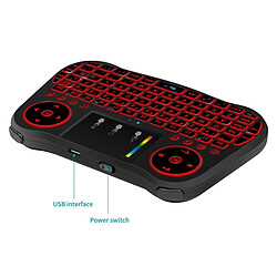 Wewoo Pour PC, TV Noir MT08 2.4GHz Mini Sans Fil Air Souris QWERTY Clavier avec Rétro-Éclairage Coloré et Touchpad & Contrôle Multimédia pas cher