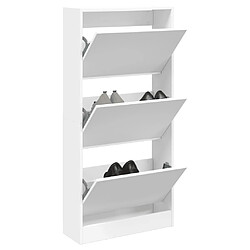 Maison Chic Armoire à chaussures | Meuble de rangement à chaussures Meuble d'Entrée blanc 60x21x125,5 cm bois d'ingénierie -MN32515