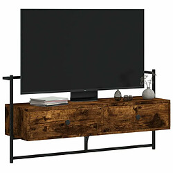 Acheter Maison Chic Meuble TV scandinave mural Banc TV suspendu pour salon - chêne fumé 100,5x30x51 cm bois d'ingénierie -MN15517