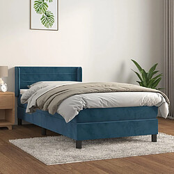 Maison Chic Lit Adulte - Lit simple Lit à sommier tapissier avec matelas moelleux - Meuble de Chambre - Bleu foncé 90x200 cm -MN86628