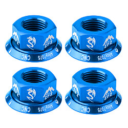 4pcs moyeu de vélo écrou m10 pliant pignon fixe moyeu de roue vélo vis d'axe bleu