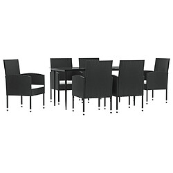 vidaXL Ensemble à manger de jardin 7 pcs noir résine tressée et acier