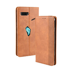 Wewoo Housse Coque Etui en cuir à boucle magnétique rétro Crazy Horse Texture Flip horizontal pour Asus ROG Phone II ZS660KLavec support et fentes cartes et cadre photo Marron