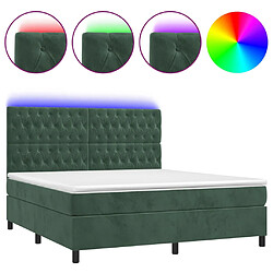 vidaXL Sommier à lattes de lit matelas et LED Vert foncé 180x200 cm